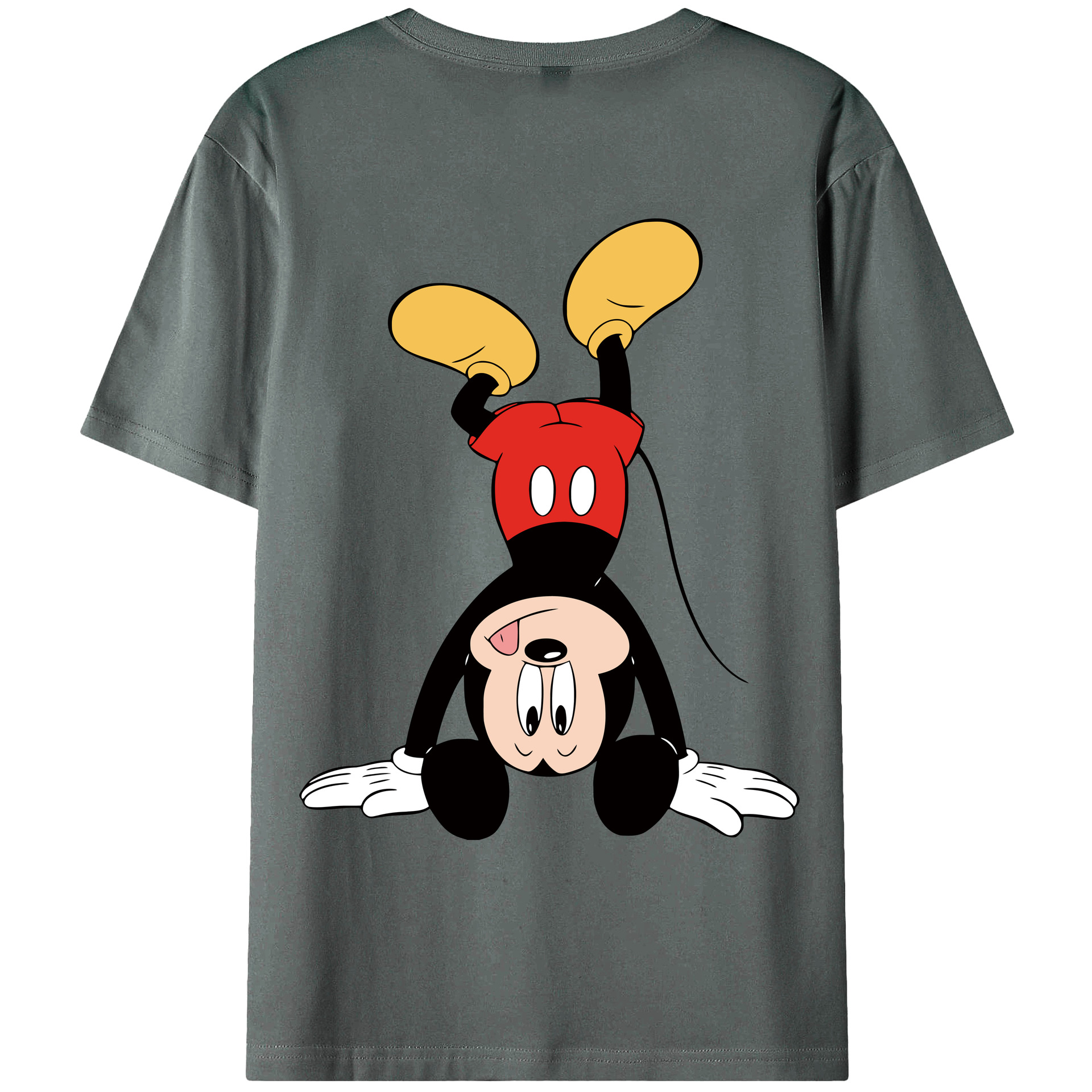ミッキーマウス Mickey Mouse 綿100％ メンズ半袖Tシャツ（バックプリント） 通気性